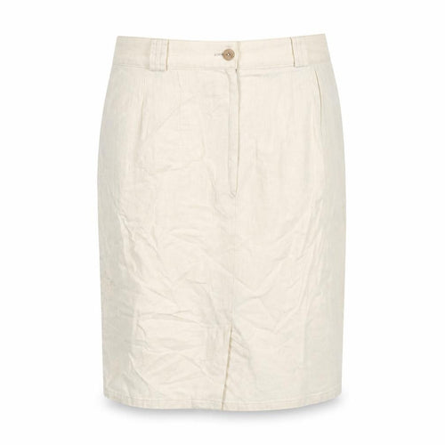St Michael Womens Ivory Cotton Straight & Pencil Skirt Size 14 Zip