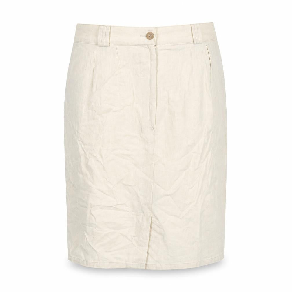 St Michael Womens Ivory Cotton Straight & Pencil Skirt Size 14 Zip