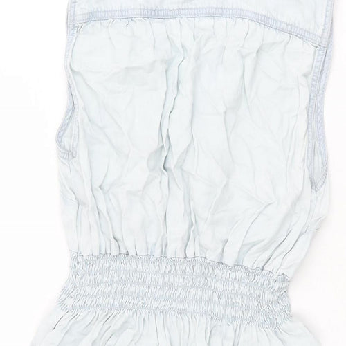 H&M Womens Blue Lyocell Shift Size S V-Neck Button