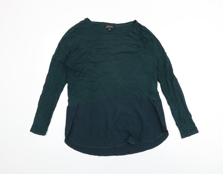 Warehouse Womens Green Polyester Basic T-Shirt Size 12 Round Neck