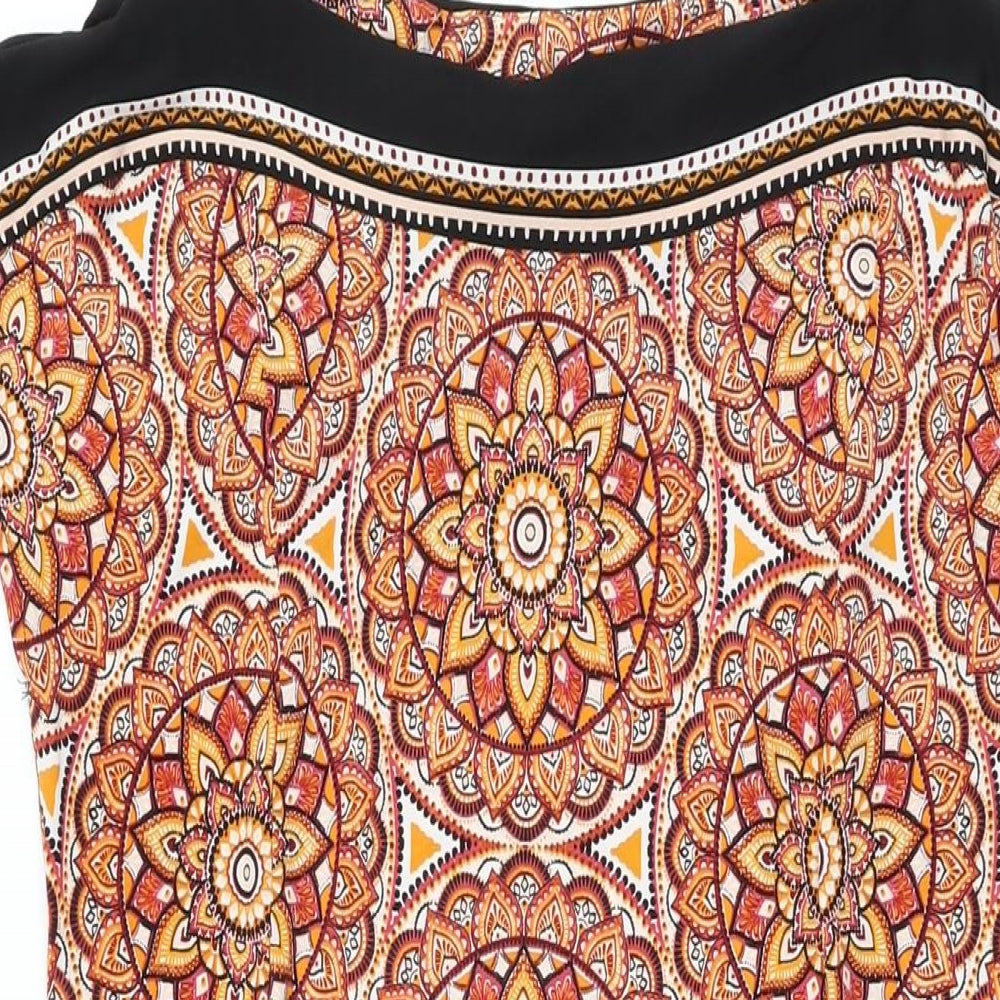 M&Co Womens Multicoloured Geometric Polyester Shift Size 10 Boat Neck Pullover