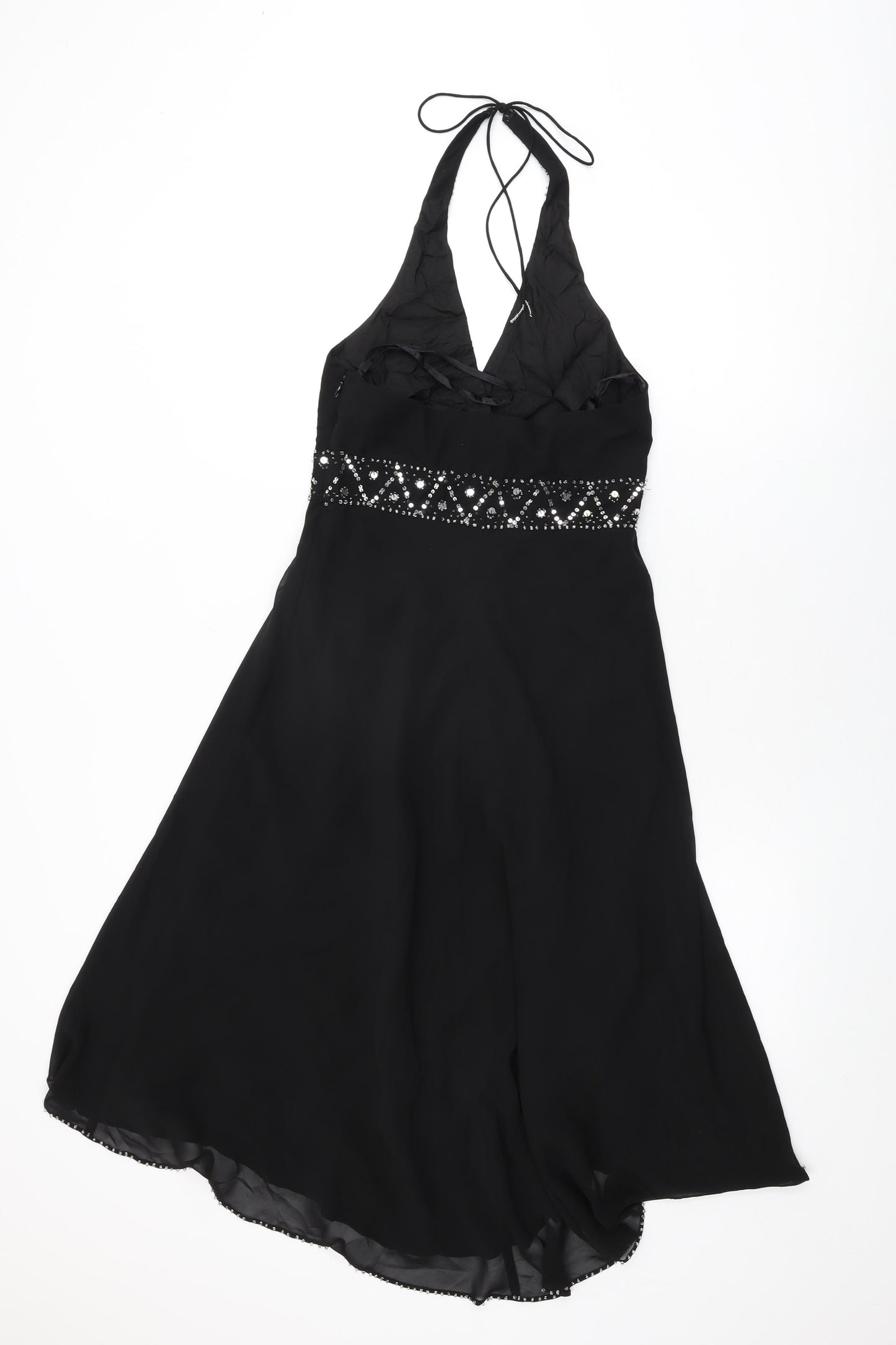 Debut Womens Black Polyester A-Line Size 8 Halter Zip