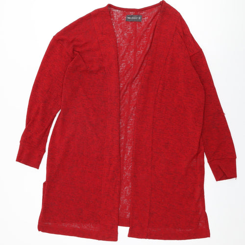 NEXT Womens Red V-Neck Polyester Cardigan Jumper Size 16