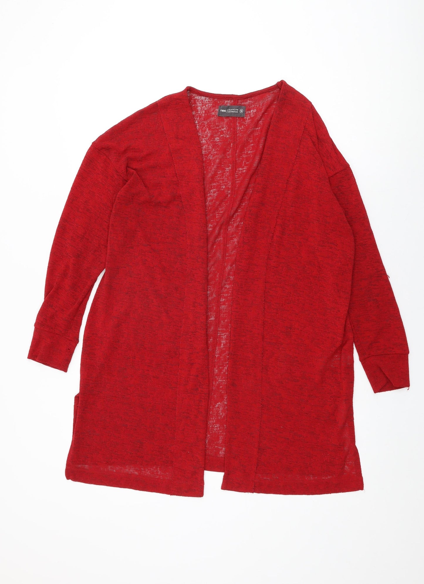 NEXT Womens Red V-Neck Polyester Cardigan Jumper Size 16