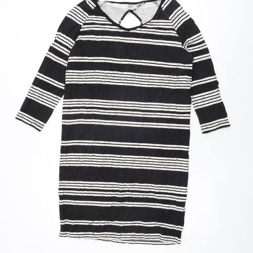 Saint Tropez Womens Black Striped Viscose Shift Size XS Round Neck Pullover