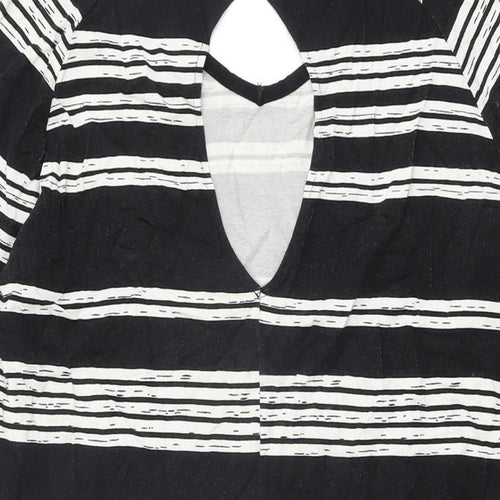 Saint Tropez Womens Black Striped Viscose Shift Size XS Round Neck Pullover