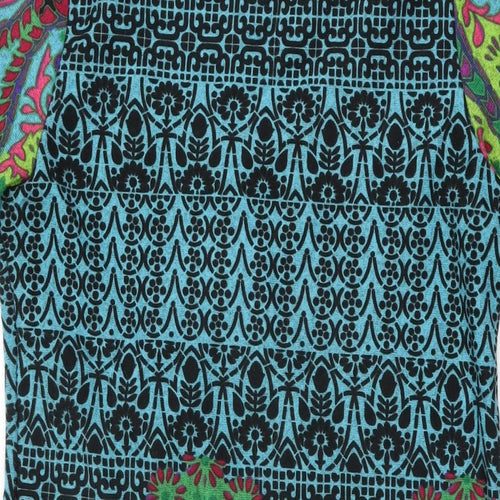 Purplish Womens Blue Geometric Polyester Shift Size S Round Neck Pullover