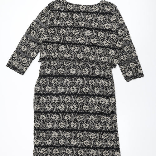 Per Una Womens Black Floral Polyamide Shift Size 18 V-Neck Pullover