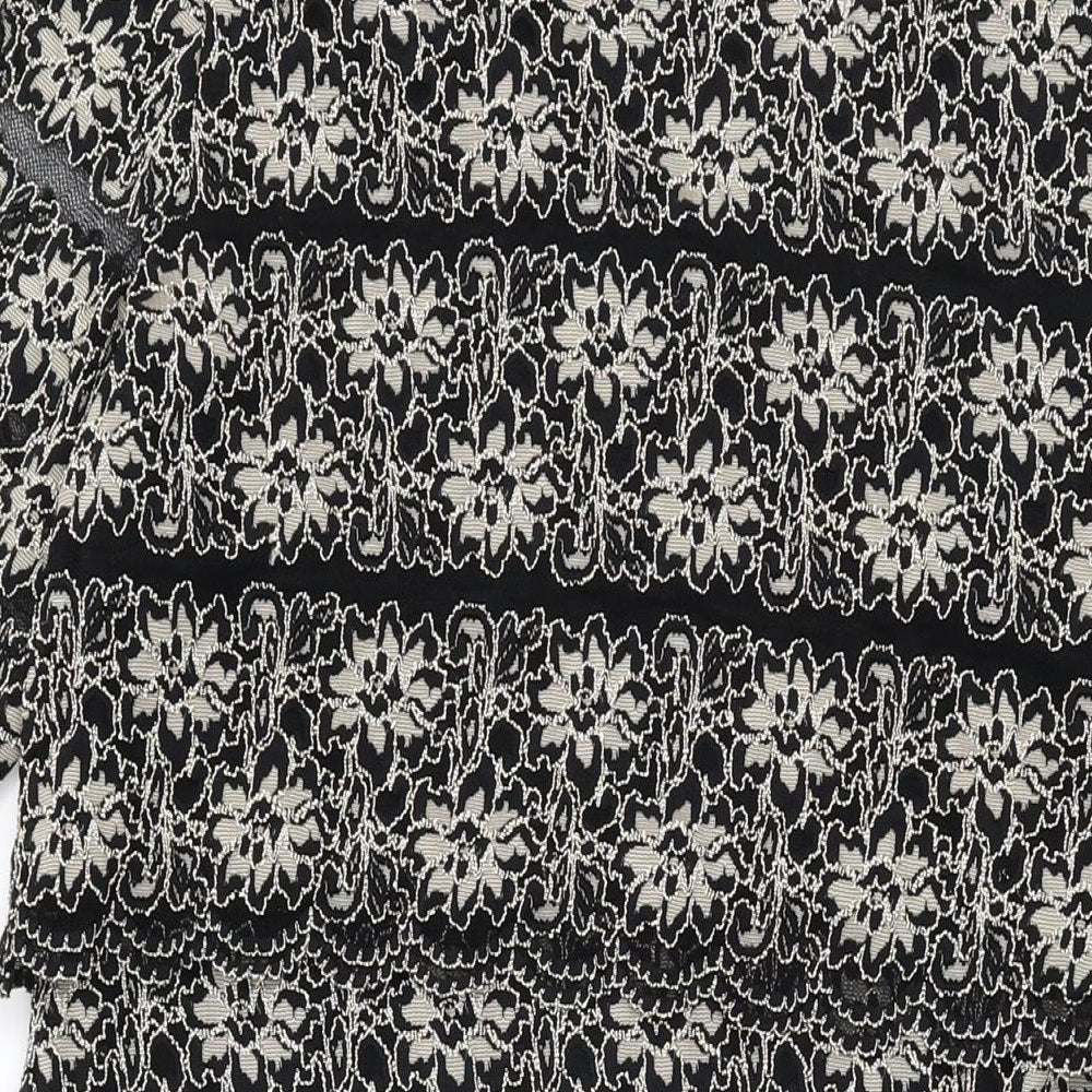 Per Una Womens Black Floral Polyamide Shift Size 18 V-Neck Pullover