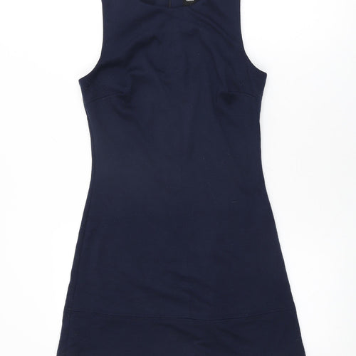 ASOS Womens Blue Viscose Mini Size 6 Round Neck Zip