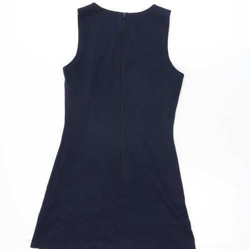 ASOS Womens Blue Viscose Mini Size 6 Round Neck Zip