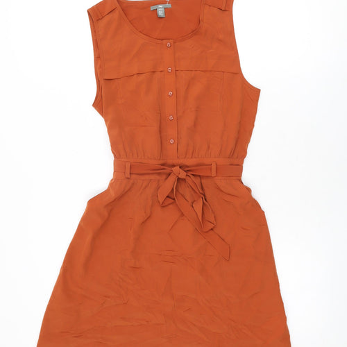 Gap Womens Orange Polyester Mini Size 8 Round Neck Button