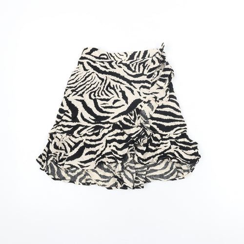 NEXT Girls Ivory Animal Print Viscose Mini Skirt Size 5 Years Regular Pull On