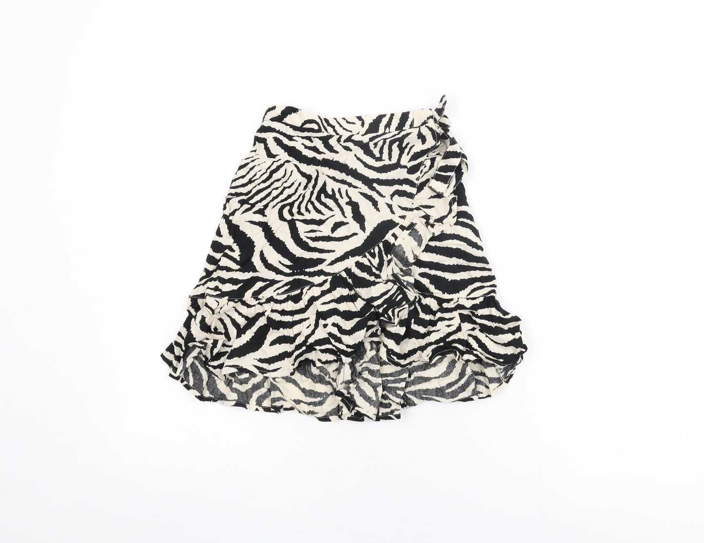 NEXT Girls Ivory Animal Print Viscose Mini Skirt Size 5 Years Regular Pull On
