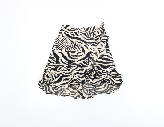 NEXT Girls Ivory Animal Print Viscose Mini Skirt Size 5 Years Regular Pull On