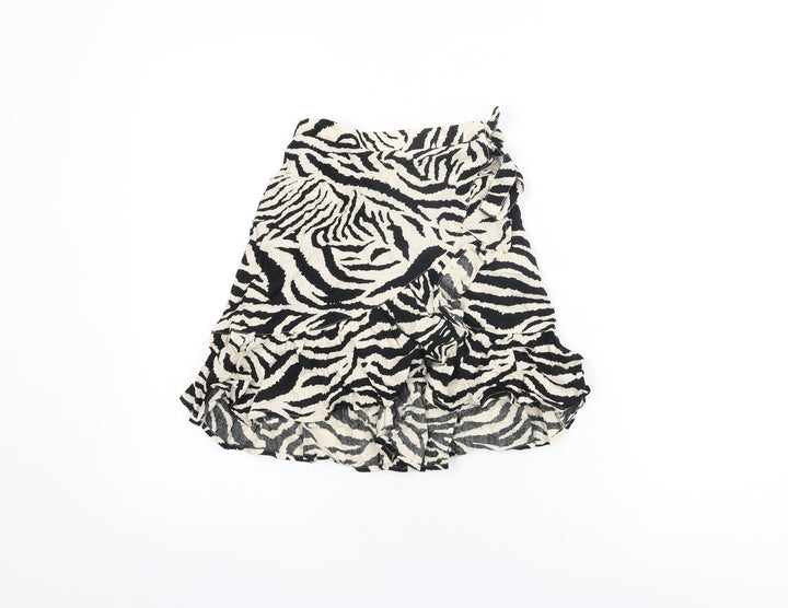 NEXT Girls Ivory Animal Print Viscose Mini Skirt Size 5 Years Regular Pull On