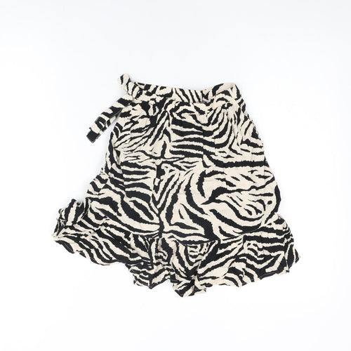 NEXT Girls Ivory Animal Print Viscose Mini Skirt Size 5 Years Regular Pull On