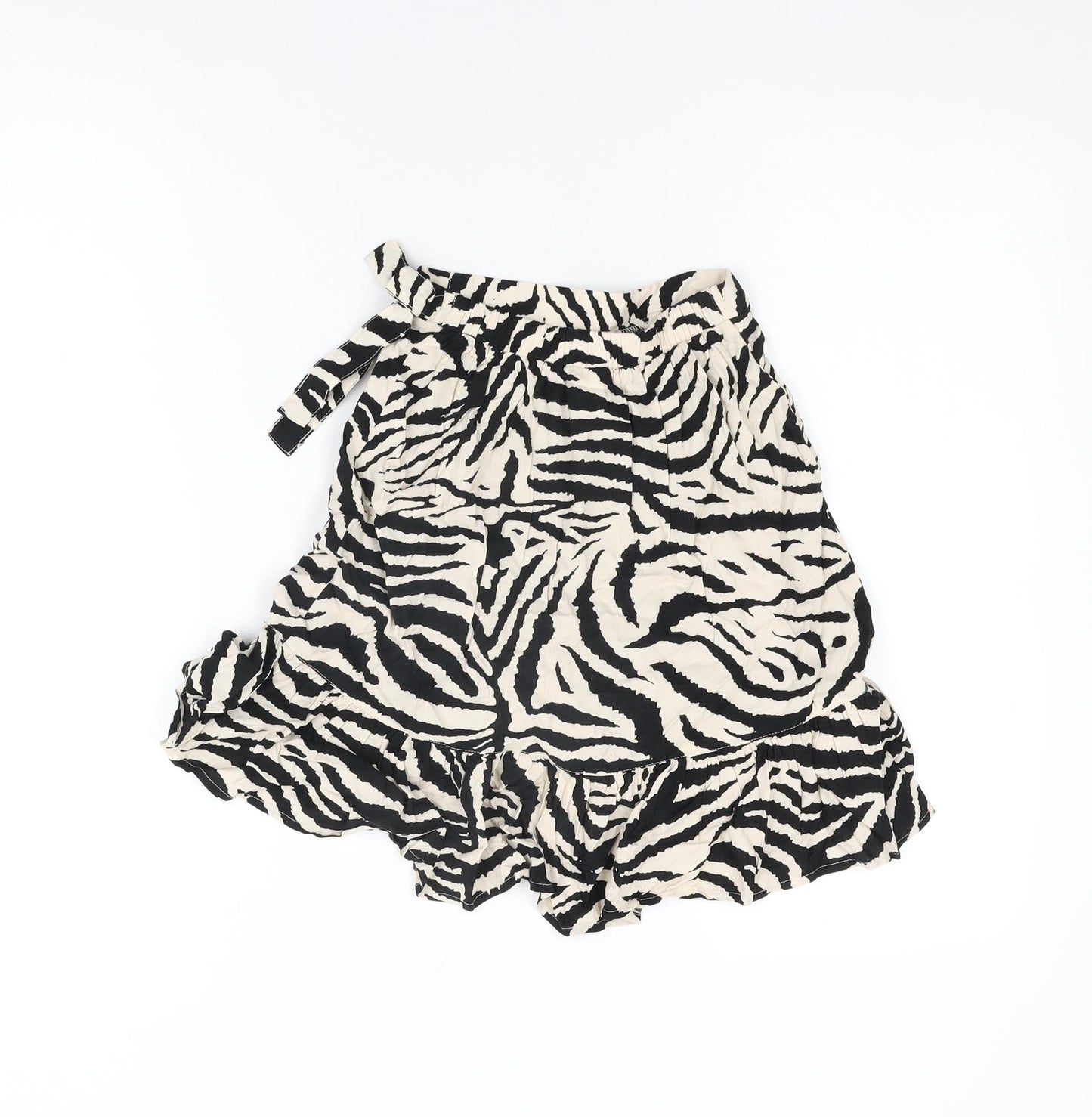 NEXT Girls Ivory Animal Print Viscose Mini Skirt Size 5 Years Regular Pull On