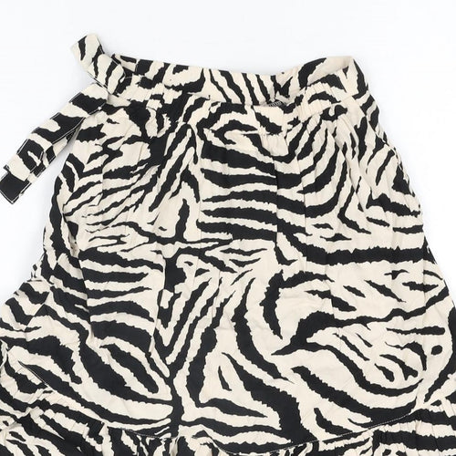 NEXT Girls Ivory Animal Print Viscose Mini Skirt Size 5 Years Regular Pull On