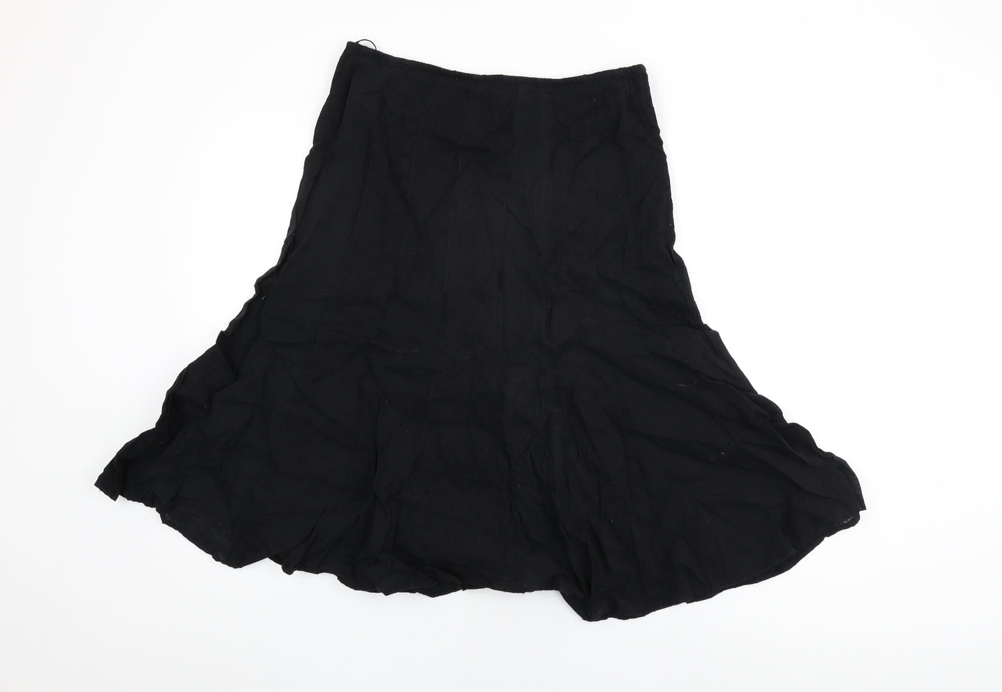 Per Una Womens Black Floral Cotton Flare Skirt Size 14 Zip