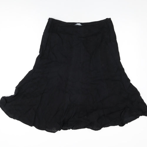 Per Una Womens Black Floral Cotton Flare Skirt Size 14 Zip