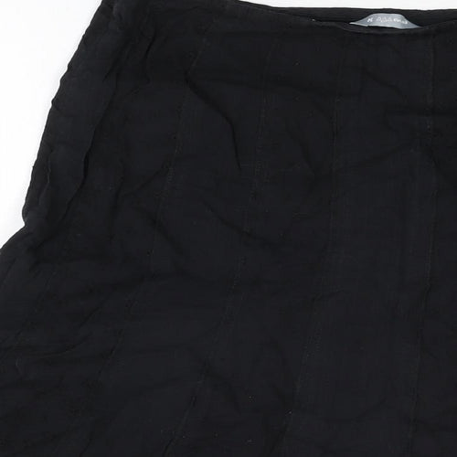 Per Una Womens Black Floral Cotton Flare Skirt Size 14 Zip