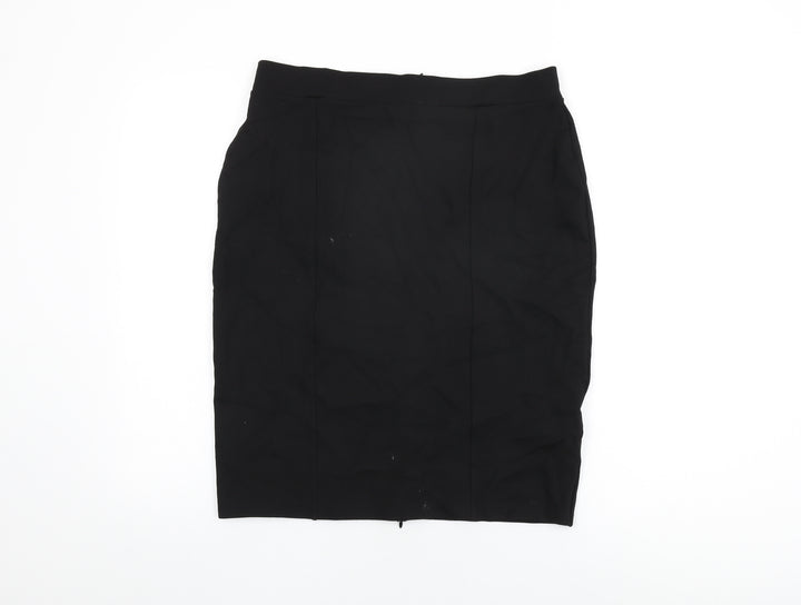 Mint Velvet Womens Black Viscose Straight & Pencil Skirt Size 14 Zip