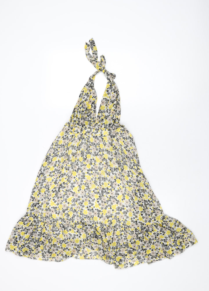Therapy Womens White Floral Polyester Shift Size 6 Halter Tie
