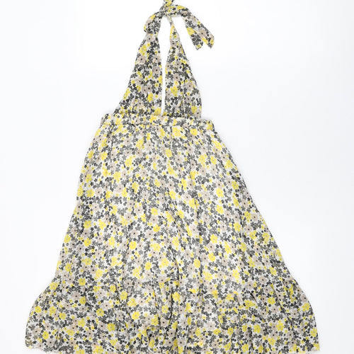 Therapy Womens White Floral Polyester Shift Size 6 Halter Tie