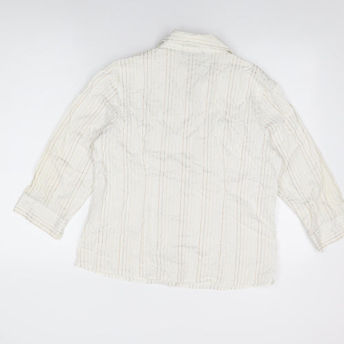 Just Elegance Womens White Striped Cotton Basic Button-Up Size 16 Collared