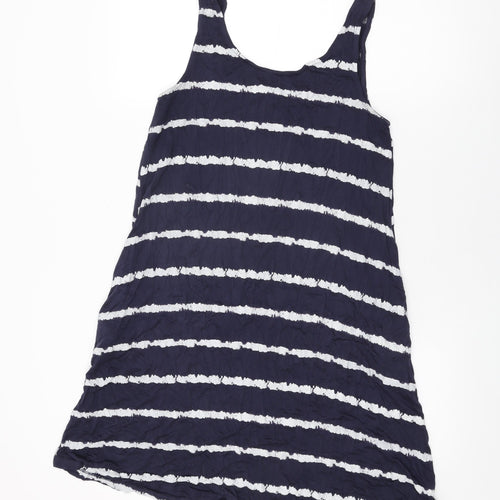 NEXT Womens Blue Striped Viscose Shift Size 14 Round Neck Pullover