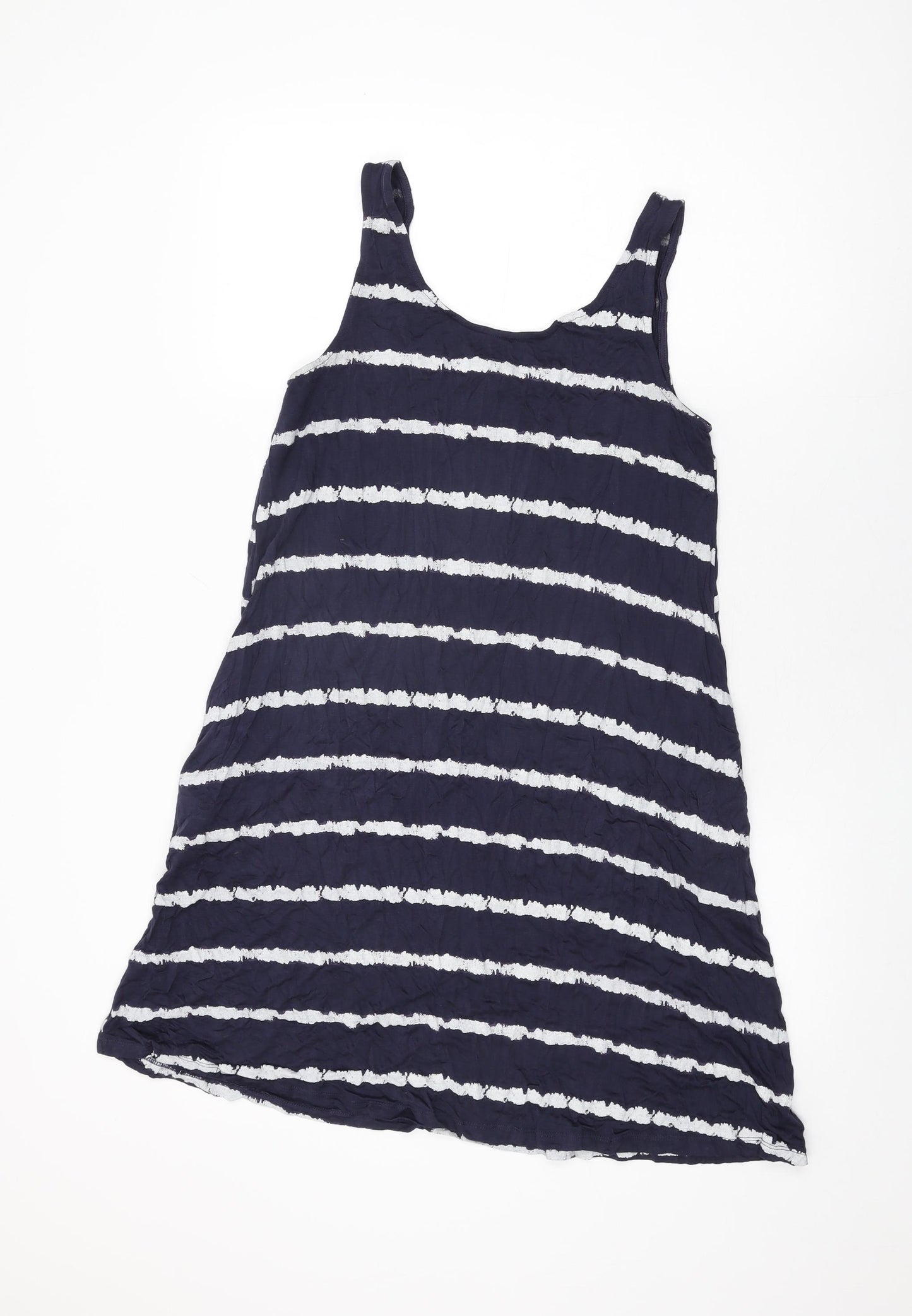 NEXT Womens Blue Striped Viscose Shift Size 14 Round Neck Pullover