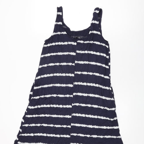 NEXT Womens Blue Striped Viscose Shift Size 14 Round Neck Pullover