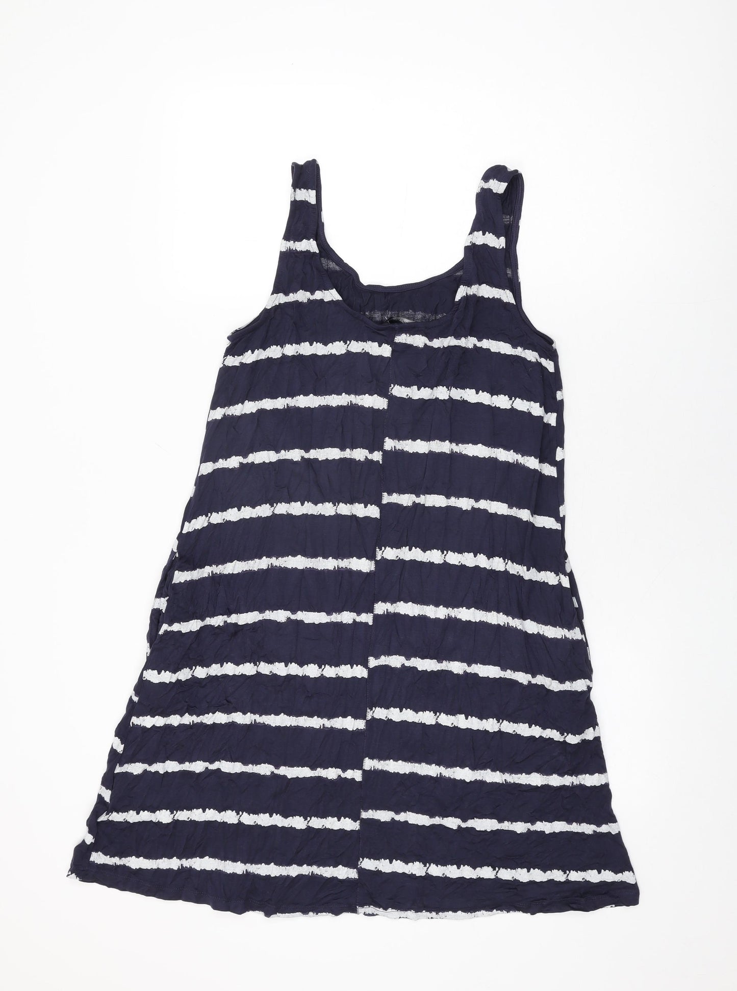 NEXT Womens Blue Striped Viscose Shift Size 14 Round Neck Pullover