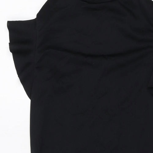 PRETTYLITTLETHING Womens Black Polyester Mini Size 12 Mock Neck Pullover