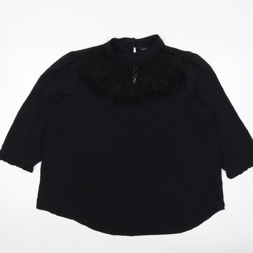 Dorothy Perkins Womens Black Polyester Basic Blouse Size 18 Mock Neck
