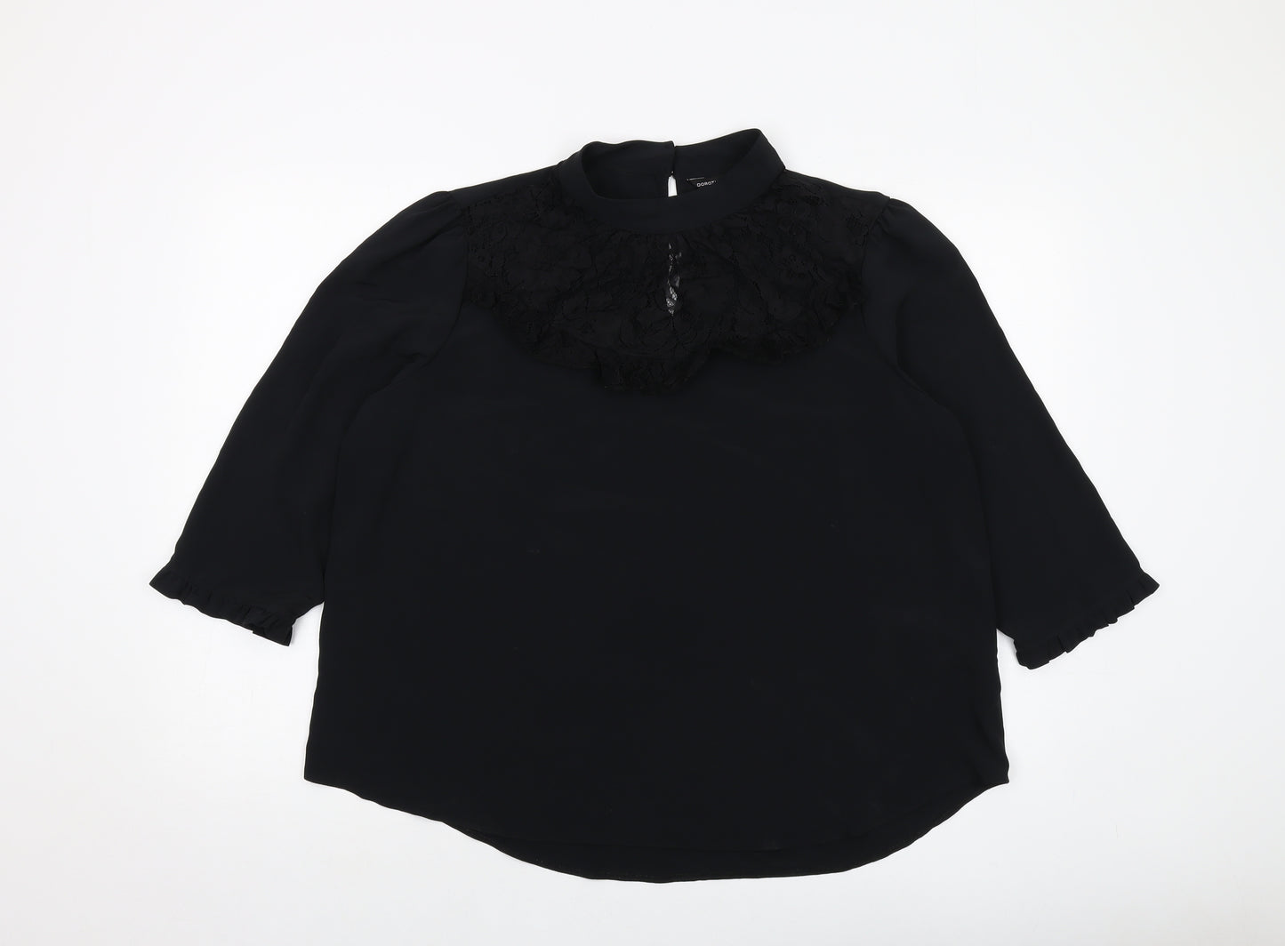 Dorothy Perkins Womens Black Polyester Basic Blouse Size 18 Mock Neck