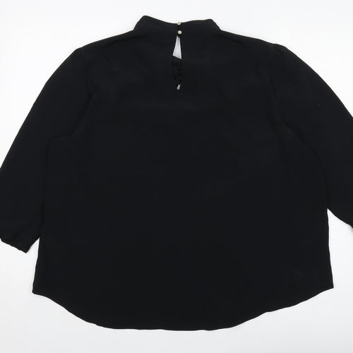 Dorothy Perkins Womens Black Polyester Basic Blouse Size 18 Mock Neck