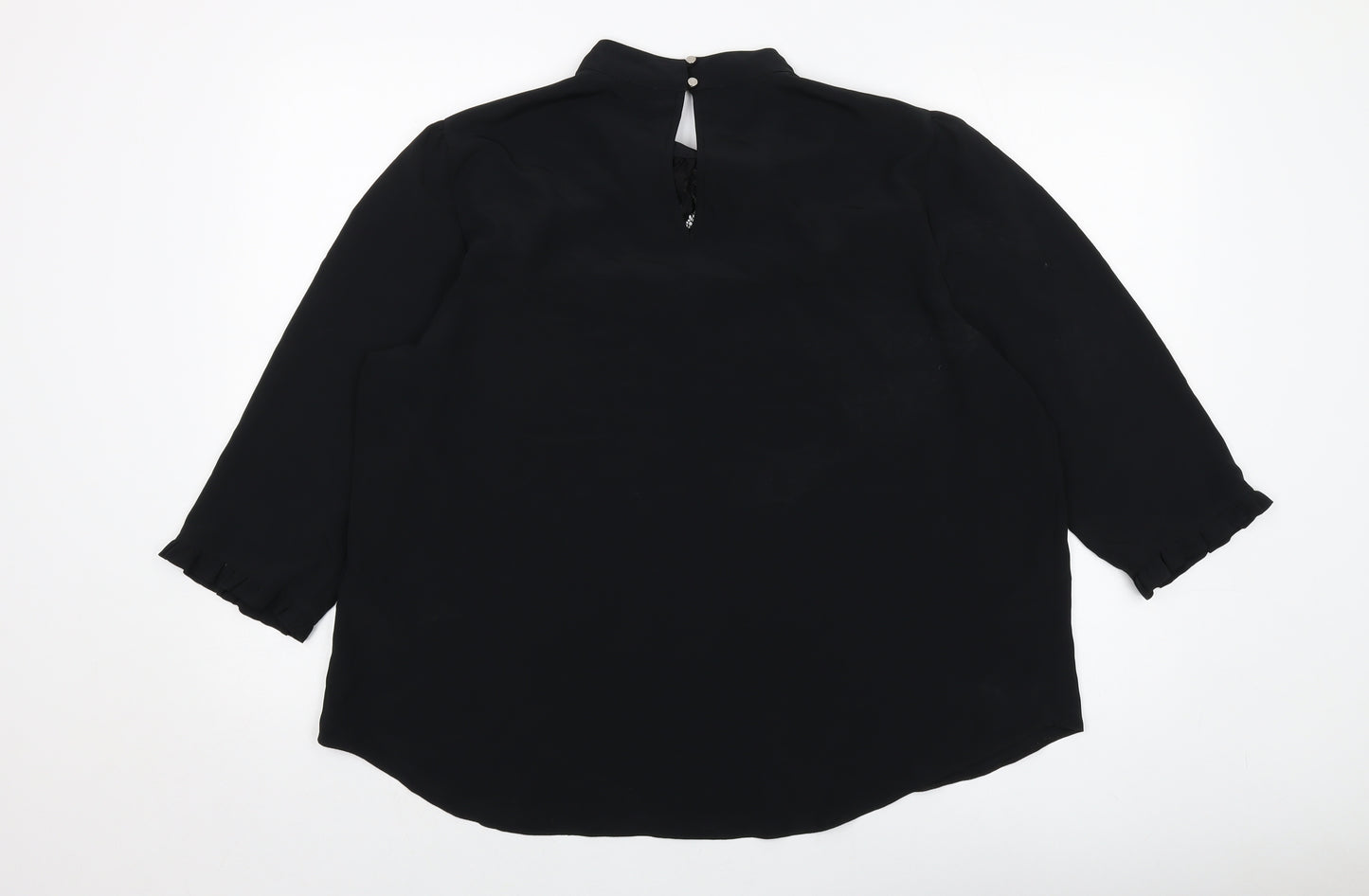Dorothy Perkins Womens Black Polyester Basic Blouse Size 18 Mock Neck
