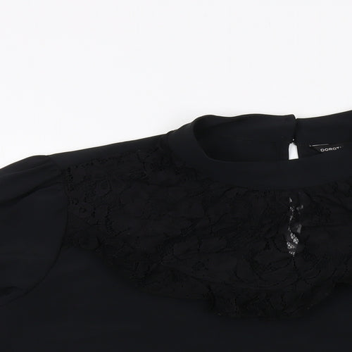 Dorothy Perkins Womens Black Polyester Basic Blouse Size 18 Mock Neck