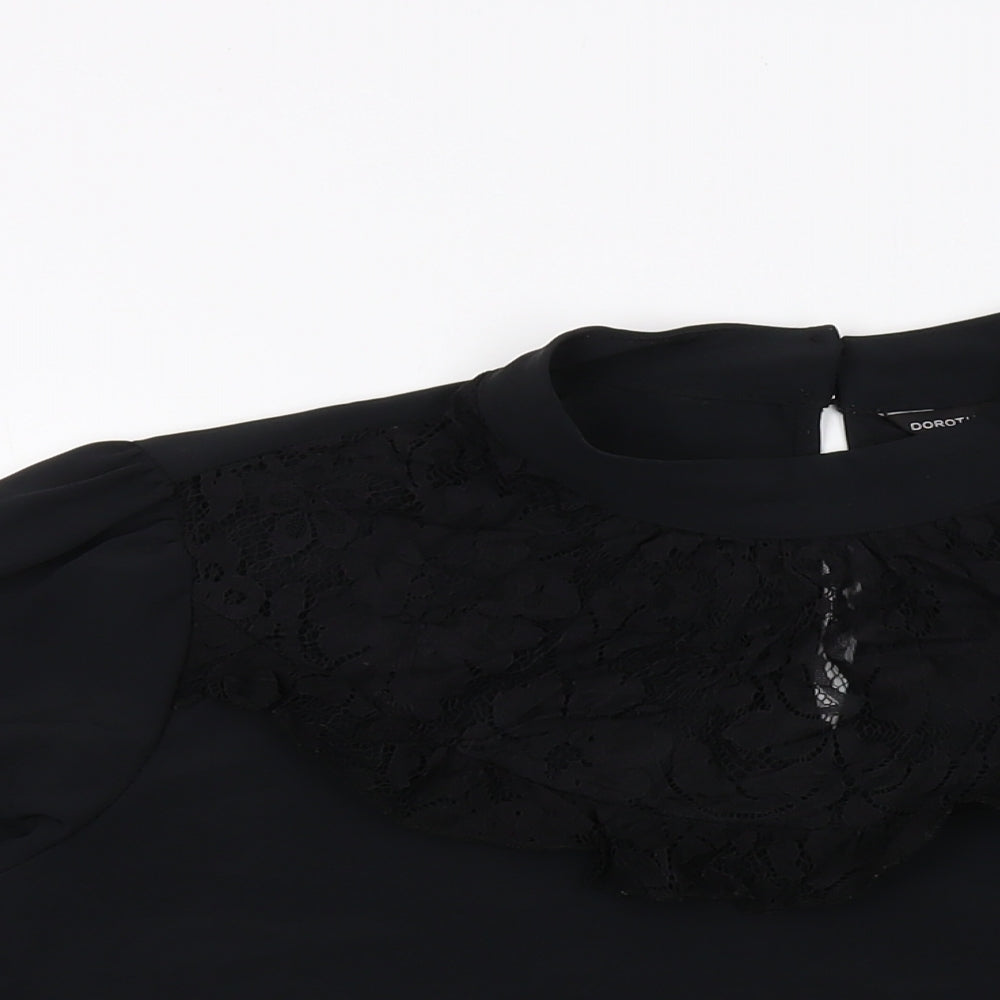 Dorothy Perkins Womens Black Polyester Basic Blouse Size 18 Mock Neck
