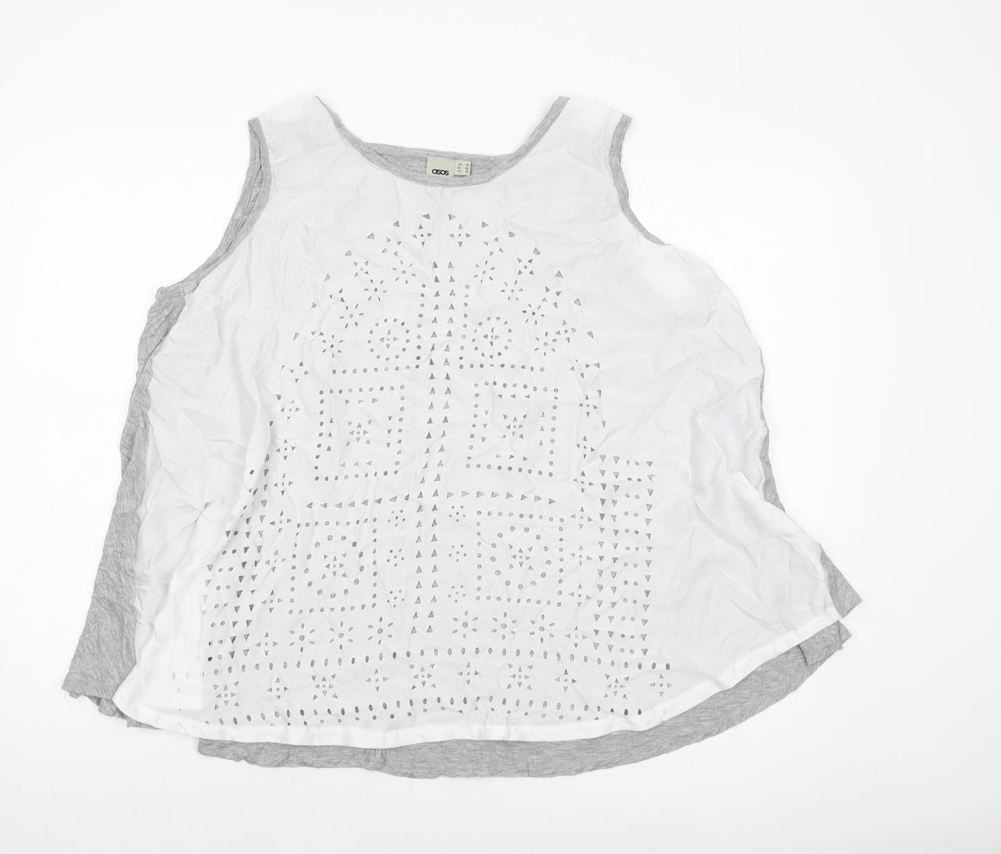 ASOS Womens Grey Polyester Basic Tank Size 14 Round Neck