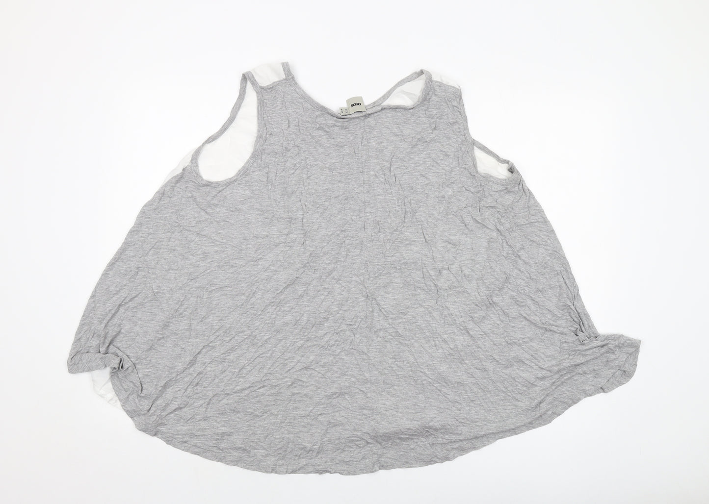 ASOS Womens Grey Polyester Basic Tank Size 14 Round Neck