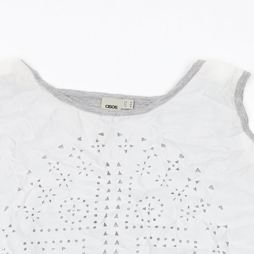 ASOS Womens Grey Polyester Basic Tank Size 14 Round Neck