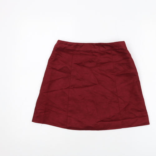 H&M Womens Red Polyester Mini Skirt Size 10 Button