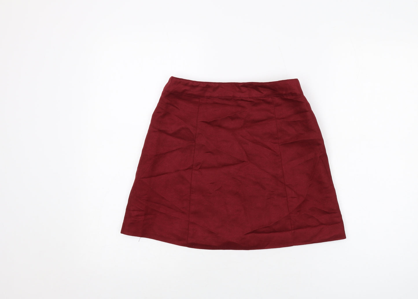 H&M Womens Red Polyester Mini Skirt Size 10 Button