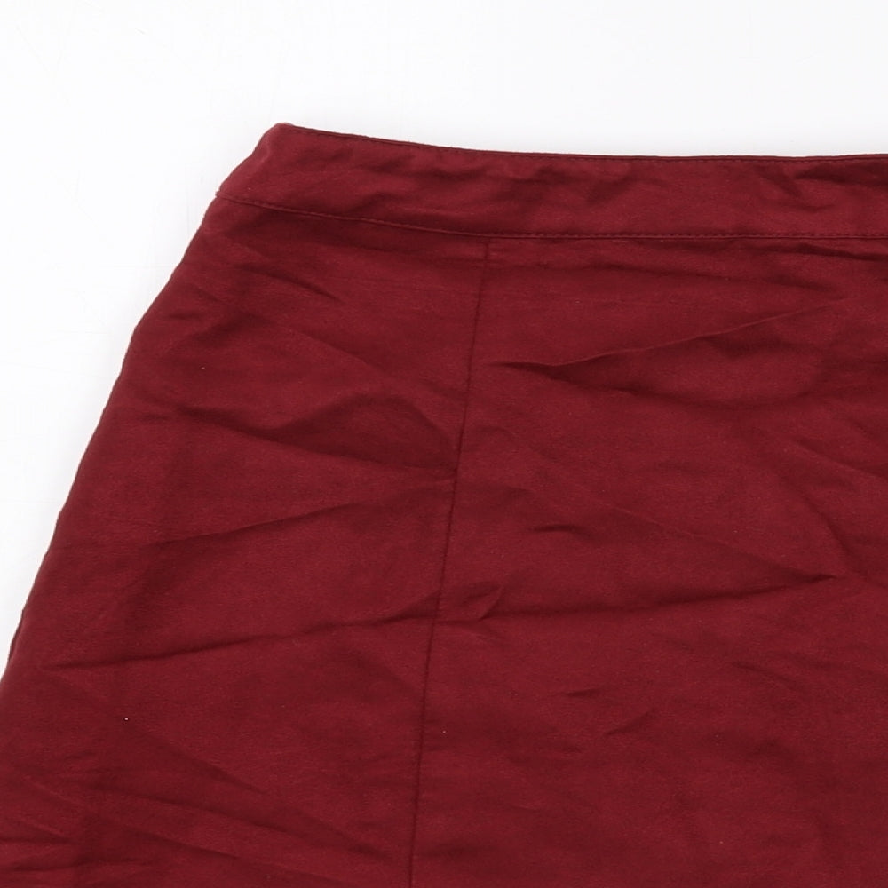 H&M Womens Red Polyester Mini Skirt Size 10 Button