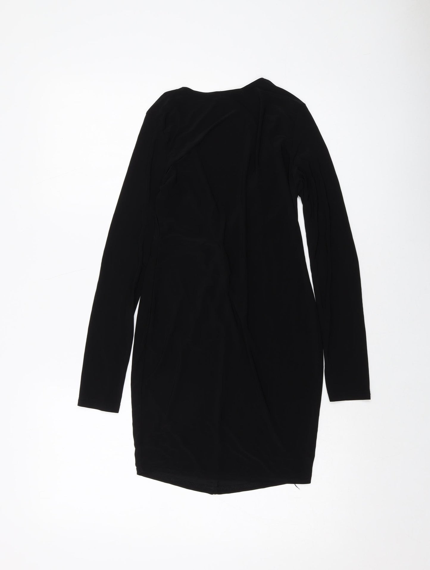 I SAW IT FIRST Womens Black Polyester Bodycon Size 10 V-Neck Pullover