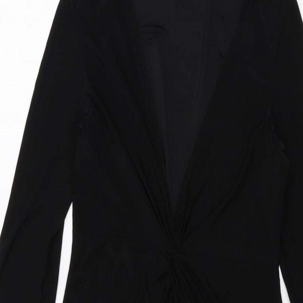 I SAW IT FIRST Womens Black Polyester Bodycon Size 10 V-Neck Pullover