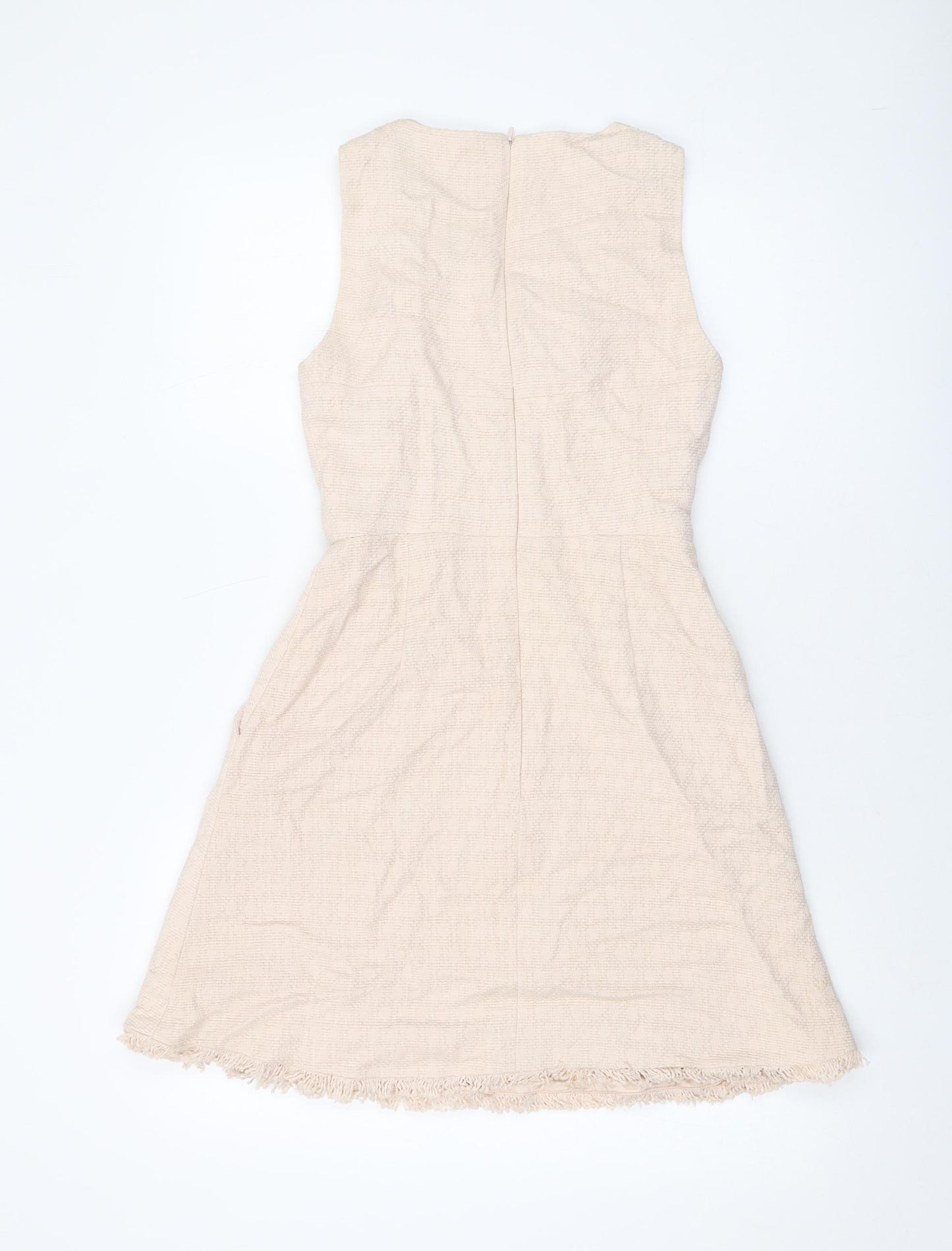 Karen Millen Womens Pink Cotton A-Line Size 8 Round Neck Zip